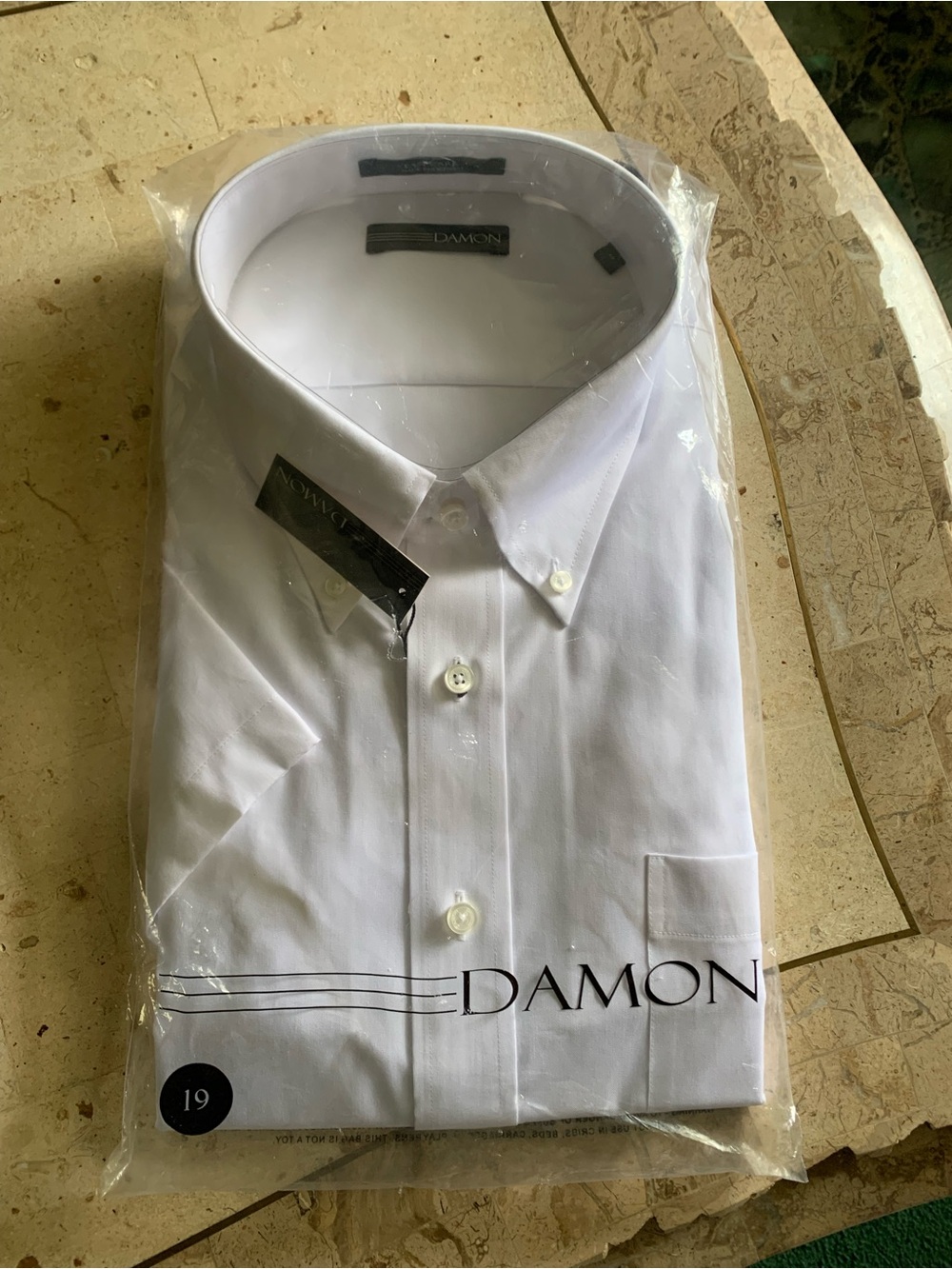 Damon Men's White Button-Down Dress Shirt with Pocket